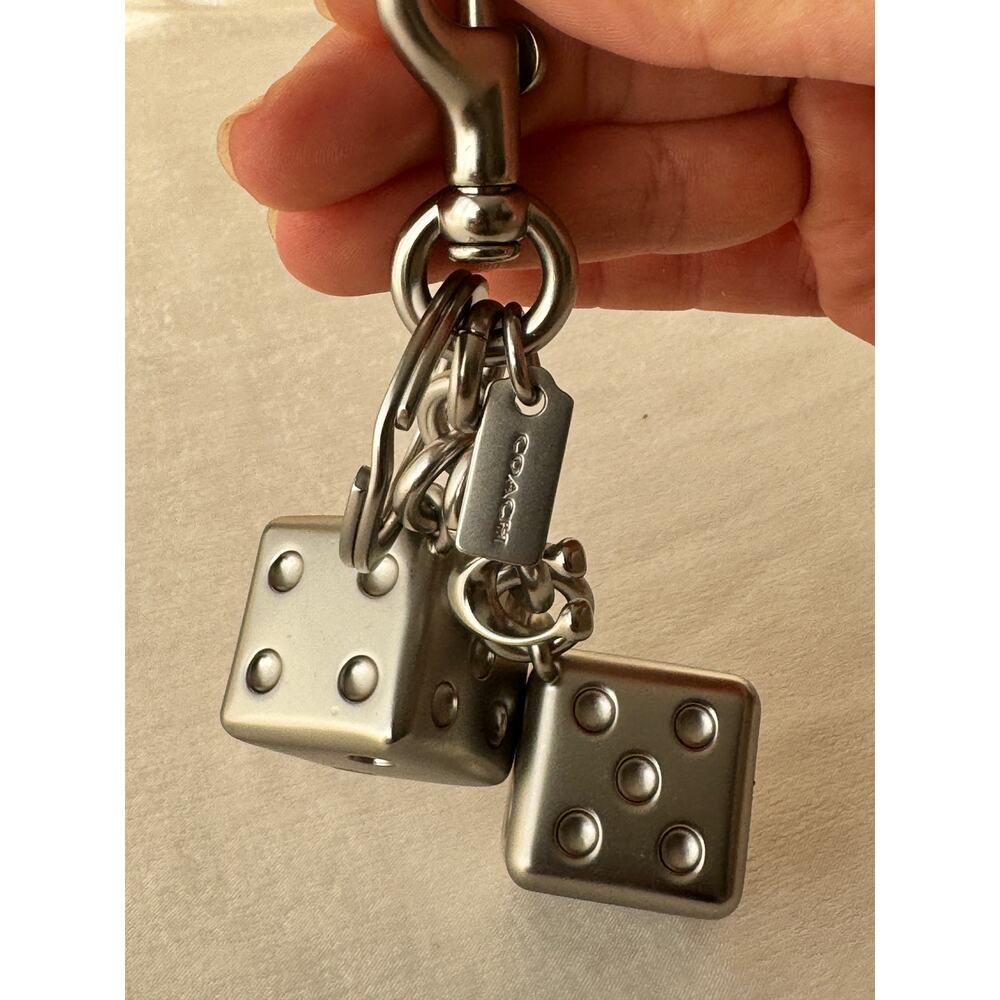 Coach Dice Bag Charm in silver-tone metal - Picture 7 of 7